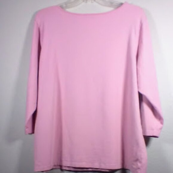 Liz&co. Knit Top Pink with Lace 1X - Picture 7 of 9